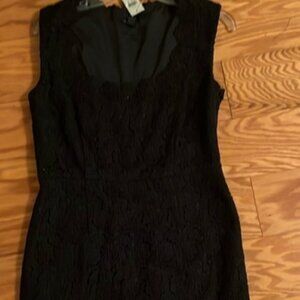 Ann Taylor Black Lace Detail Dress, with Scallop neckline, NWT, size 6